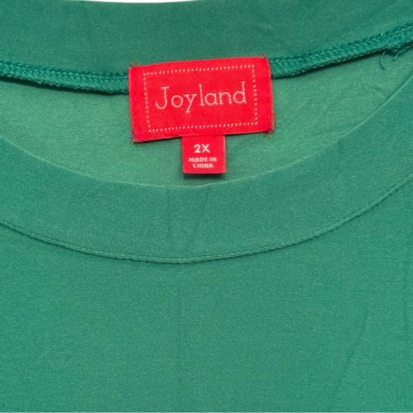 Joyland Size 2X Green Christmas HO HO HO Long Sleeve w/Roll Tabs Tunic Top - Picture 3 of 4
